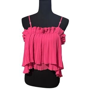 Loness Pink Pleated Tank XL Flowy Lightweight Feminine Chic Casual Top